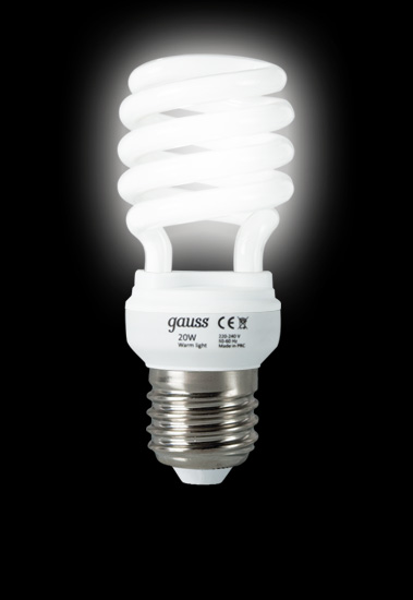 Энергосберегающая лампа Gauss T2 SPIRAL 220-240V 20W 4200K E27