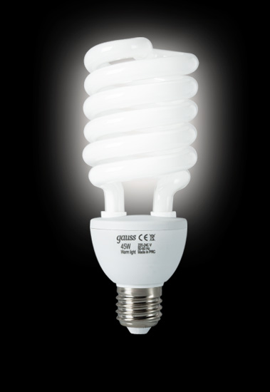 Энергосберегающая лампа Gauss T4 SPIRAL 220-240V 45W 4200K E27