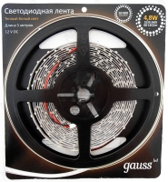 Светодиодная лента Gauss LED 3528 4.8W/m 12V 5м (теплый белый) 2700К IP20 (открытая лента) [EB312000105]