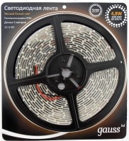 Светодиодная лента Gauss LED 3528 4.8W/m 12V 5м (теплый белый) 2700К IP66 (герметичная лента в силиконовой оболочке) [EB311000105]