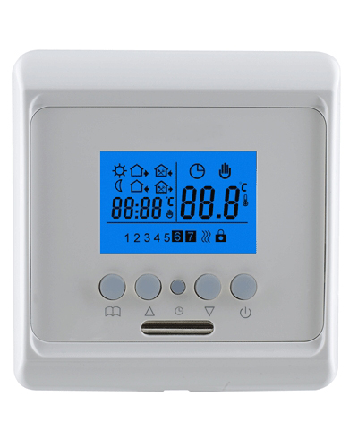 Терморегулятор для теплого пола RTC-80 3500W 16А встраиваемый программируемый с ЖК экраном