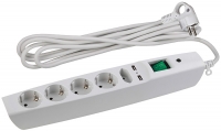 Сетевой фильтр Эра SFU-5es-2m-W + USB белый